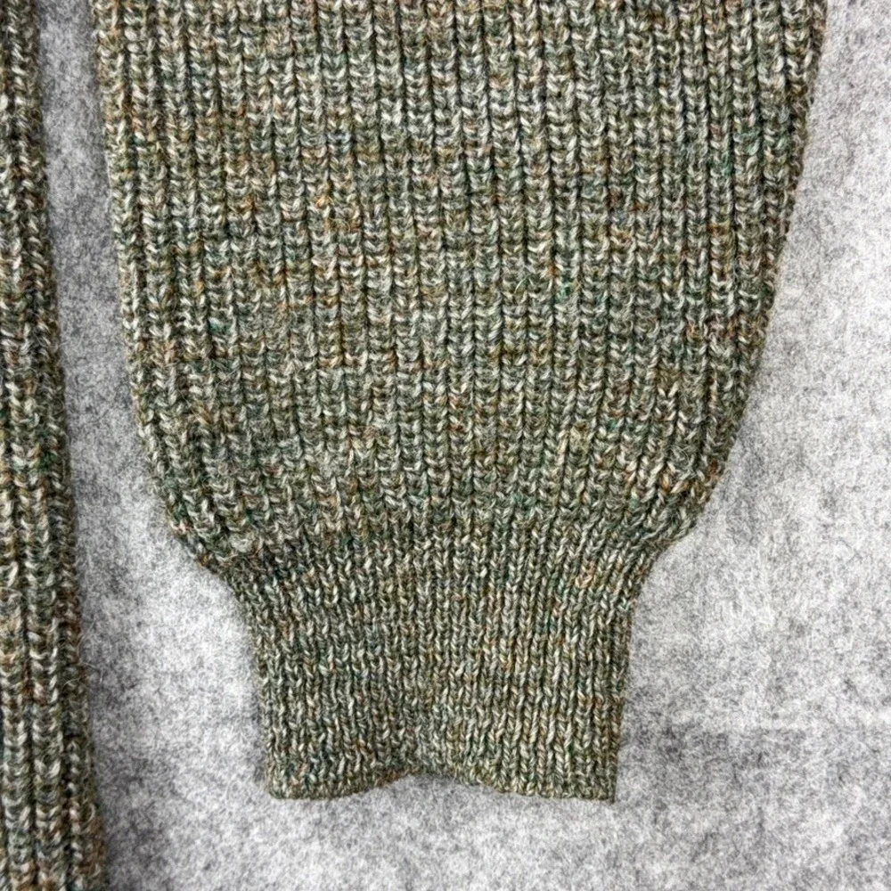 Barbour Sweater Mens XL Green Tyne Zip Neck 100% Pure Wool Heavy Knit Scotland